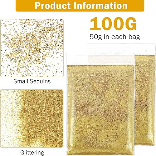 JIEYAO Poudre de paillettes argentées - 100 g - Pour ongles, visage, cartes, artisanat, nail art (doré) - Nail Gallerys