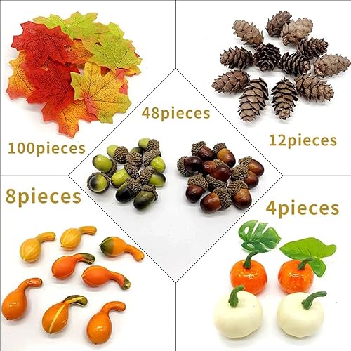 HBell Lot de 172 mini citrouilles artificielles pour Halloween, pommes de pin, feuilles d'érable, glands et décorations d'automne, pour l'automne, Noël, mariage, décoration de table - Nail Gallerys