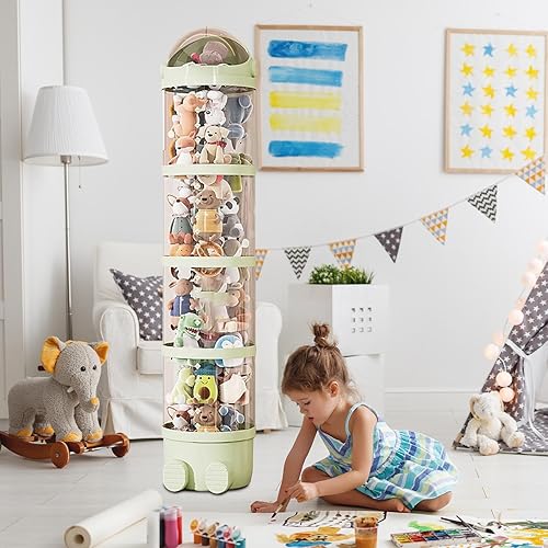 Fierudeng Tube de rangement transparent pour poupée, tube de rangement pour animaux en peluche, seau transparent pour organisateur de jouets d' , support de présentation de poupée en peluche - Nail Gallerys