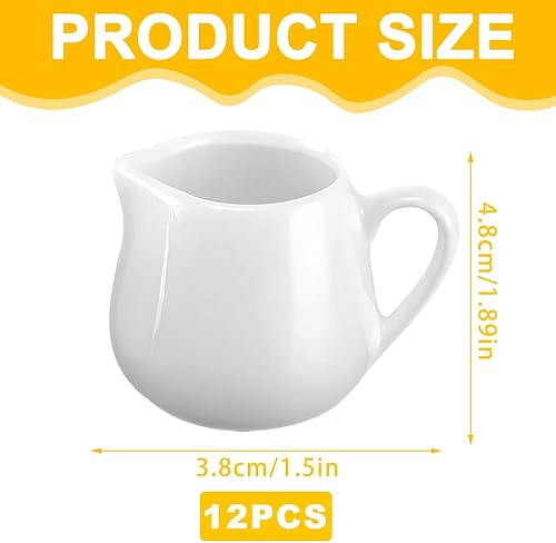 Rppiup Lot de 12 petits pots à lait en céramique blanche de 50 ml avec poignée, petit pot à sauce réutilisable, serveur de sirop en porcelaine (avec poignée) - Nail Gallerys