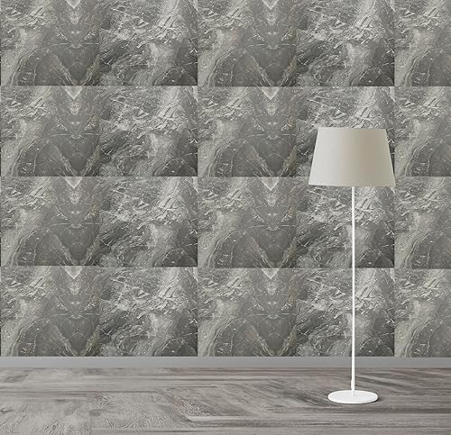 Carrelage adhesif mural 30x30 Marbre gris Autocollant facile à poser Décoration murale, crédence cuisine Pack de 12 pieces 1m2 - Nail Gallerys