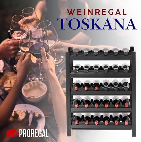 PROREGAL Casier à vin Toscana | HxLxP 75x60x30 cm | 30 Bouteilles sur 5 Niveaux | Noir - Nail Gallerys