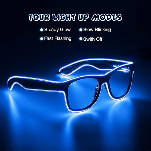 NIWWIN LED Lunettes de fête, lunettes LED cyberpunk, lunettes néon à fil flexible, pour discothèques, Noël, fêtes, cadeaux, costumes d'Halloween, cosplay. - Nail Gallerys