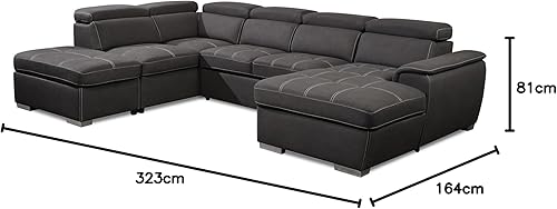 DecoInParis Canapé Convertible et panoramique avec Coffre de Rangement en Tissu Oliver - Angle Droit - Nail Gallerys