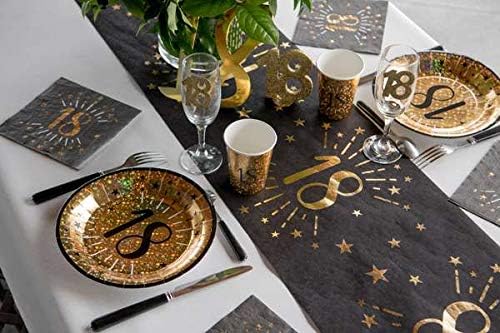 1001decotable - 10 Assiettes anniversaire 70 ans noir et or métallisé - Nail Gallerys