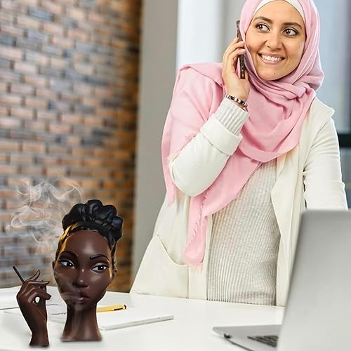 Headscents Brûleur d'encens en forme de tête de femme, noir, élégant brûleur d'encens, pour décoration de la maison, du bureau, du corps, fait à la main - Nail Gallerys