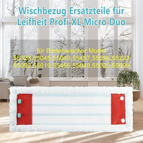 Leifheit Profi XL Micro Duo / Profi XL Cotton Plus Lot de 6 housses de rechange en microfibre pour tous les types de sols - Nail Gallerys