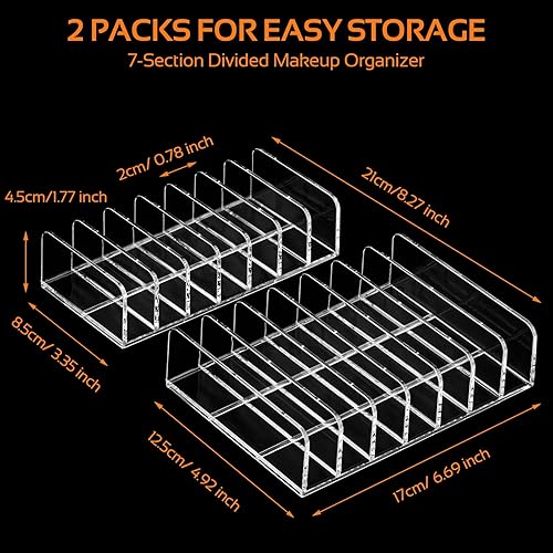 DOBIGER 2 Pièces Organisateur Palette Cosmétique en Acrylique, Rangement Makeup Palettes à 7 Compartiment, Boite Rangement Maquillage Palette pour Coiffeuse Meuble Lavabo - Nail Gallerys