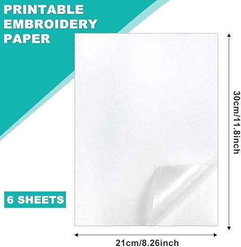 KYYGKY 6 PCS Papier Broderie Soluble, 30 * 21cm Stabilisateurs de Couture A4 Stabilisateur Soluble dans l'eau Stabilisateur Broderie Autocollant Papier Hydrosoluble Broderie pour Impression Brodés - Nail Gallerys