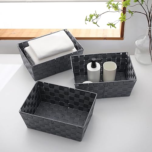 HEEKSE Lot de 3 Panier de salle de bain En Polypropylène, 33 x 23 x 14 cm (Beige) - Nail Gallerys