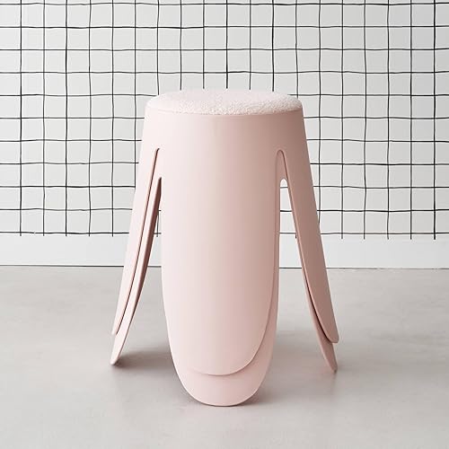 Alice's Home - Set de 2 tabourets empilables Roses. Bouclette texturée. Niki. Ø30 / 44 x H46cm - Nail Gallerys