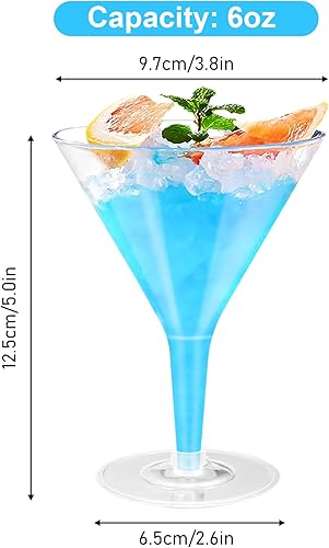 Lot de 25 verres à Martini en plastique - Réutilisables - 200 ml - Verres à champagne transparents avec pied - Verres à dessert pour anniversaire, fête, anniversaire, mariage - Nail Gallerys