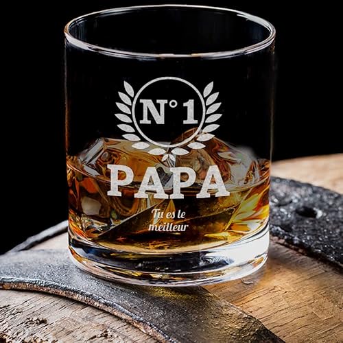 CADEAUX.COM - Verre à Whisky Tumbler 30cl Papa N°1 - Cadeau Anniversaire et Fête des Pères - Idée pour Homme - Nail Gallerys