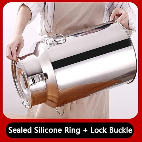 16 Capacités Boîtes De Lait 201 Acier Inoxydable Seau À Vin Pot Laitier Baquet Barils De Transport De Lait Pichet Fourre-Tout Bouteille Boîte De Rangement Hermétique Avec Couvercle Scellé,5L - Nail Gallerys