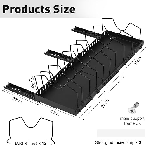 Rangement Couvercle Casserole, Rangement Casserole Tiroir Cuisine Extensible avec 12 Cloisons Réglables, Range Casserole Tiroir Cuisine, Rangement Poele pour Organiser Ustensiles de Cuisine et Poêles - Nail Gallerys