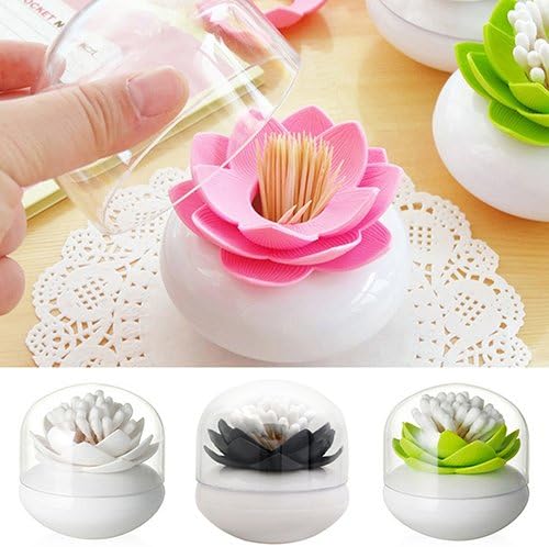 Brussels 08 1 pièce - Porte-cure-dents créatif en forme de lotus - Boîte de rangement pour cotons-tiges et cotons-tiges - Pour le camping, l'extérieur, les voyages - Blanc - Nail Gallerys
