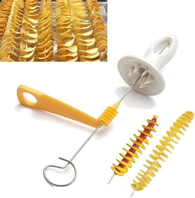 Thapncow Tour de Pomme de Terre Coupeur, Coupe Pomme de Terre, Coupe Légumes Spirale, pour Barbecue, Cuisine, Convient, aux Fruits, Concombres ou Carottes, Acier Inoxydable Coupe Pommes de Terre - Nail Gallerys
