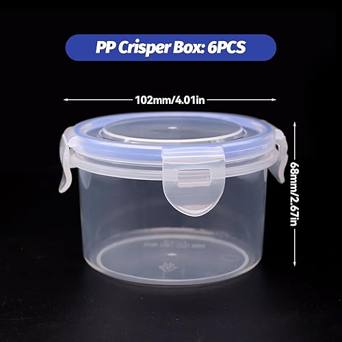 Piuluvor® Lot de 6 boîtes de conservation rondes avec couvercle, 300 ml, avec couvercle, en plastique, anti-fuite, hermétiques, empilables, pour réfrigérateur, congélateur - Nail Gallerys