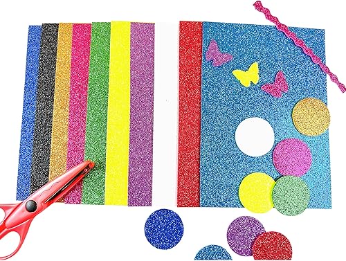 ewtshop® Lot de 20 feuilles de caoutchouc mousse à paillettes - Format A5 - 10 couleurs - Pour travaux manuels - Nail Gallerys