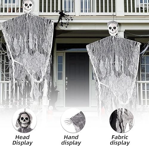 Ayizhiniu 2pcs Décorations de Fantômes de Squelette d'halloween à Suspendre, FantôMe de Décoration Squelette Effrayants Suspendus, Approprié Accessoires Décoration L'intérieur d'halloween - Nail Gallerys