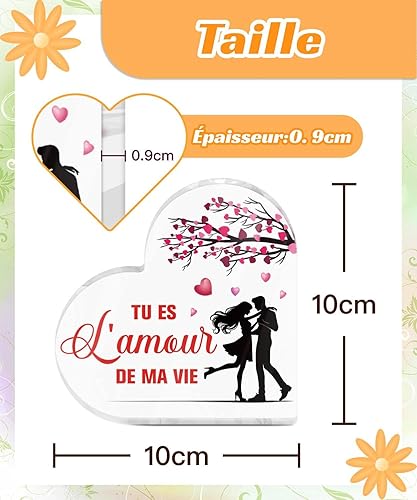 Putuo Decor - Panneau Acrylique Cœur Tu ES l’Amour de Ma Vie – Décoration Romantique Amoureux Couple Cadeau Saint-Valentin - Nail Gallerys