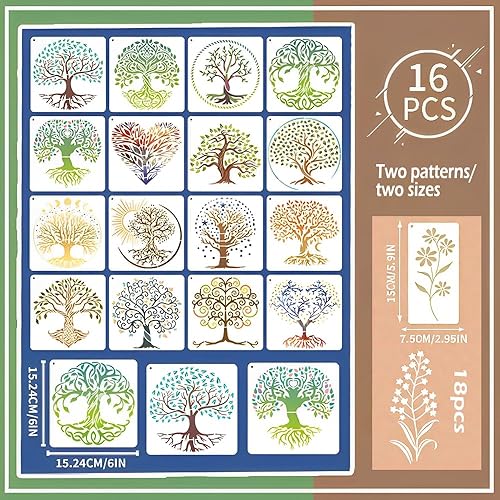 MSLSOZ Plante Stencils pour la peinture, dessin Modèles pour artisanat d'art bricolage, Notebook, Scrapbook - Nail Gallerys