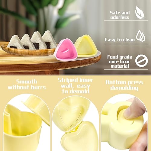 yisight Kit de 6 Moules à Sushi Onigiri, moule onigiri, moule onigiri triangle, Facile à Nettoyer et Réutilisable, Inclus une Cuillère à Riz Antiadhésive, pour faire des sushis - Nail Gallerys
