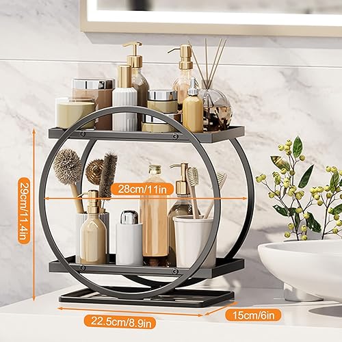 Treesunshine Organisateur de maquillage, à 2 niveaux, panier de rangement pour cosmétiques, parfum, organiseur de soins de la peau, organisateur de salle de bain pour commode, chambre à coucher, - Nail Gallerys