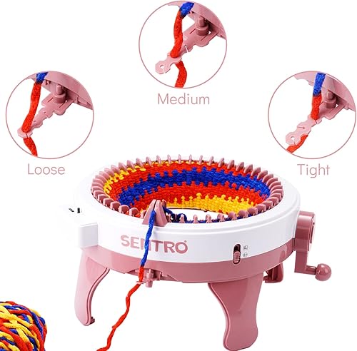 Machine à Tricoter Circulaire à 48 Aiguilles Avec Compteur - Pour Adultes et Enfants - Écharpes, Chapeaux, Chaussettes, Gants (Rose) - Nail Gallerys