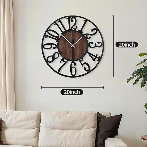 Maxstar Grande Horloge Murale silencieuse sans tic-tac - 50 cm - Chiffres Arabes - Horloge Murale à Quartz - Fonctionnement à Pile - Facile à Lire - pour la Maison, la Cuisine, la Chambre à Coucher,… - Nail Gallerys