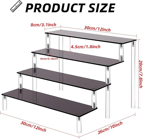 AZEAM Acrylique Riser Présentoir, Noir 4 Couches Cupcake Riser Présentoir Royal Parfum Cologne Organisateur Compatible Personnages Pop Food Dessert Maquillage Organisateur Cosmétique (2 Packs) - Nail Gallerys