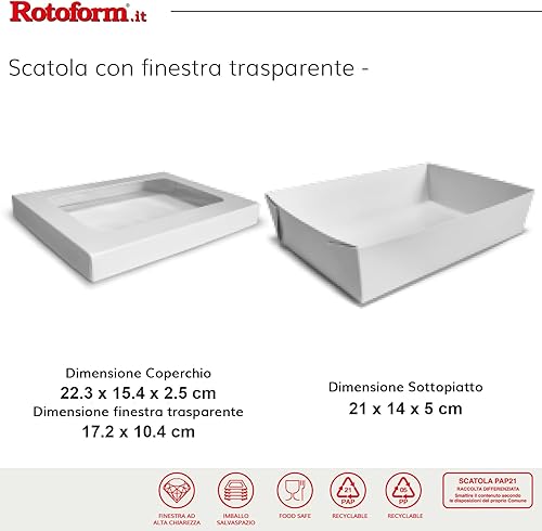 Rotoform, Lot de 20 boîtes pour sushi et bonbons, conteneur Take Away, couleur blanche, fenêtre transparente carrée, récipients en carton pour aliments (S001 20 unités (grand) - Nail Gallerys