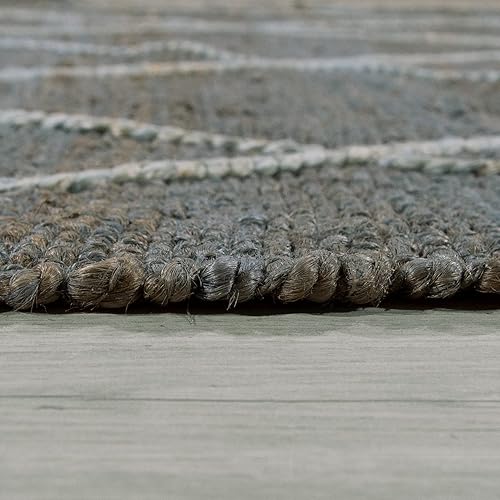 Paco Home Tapis De Salon Jute Fibres Naturelles Artisanal Motif 3D Scandinave Moderne, Dimension:200x290 cm, Couleur:Anthracite - Nail Gallerys