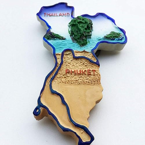 Aimant de réfrigérateur 3D de l'île de Phuket Thaïlande, décoration de maison et de cuisine, autocollant magnétique Phuket Thaïlande, aimant de réfrigérateur souvenir de voyage - Nail Gallerys
