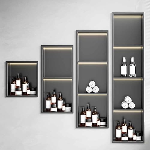 Niche murale en acier inoxydable avec éclairage LED, solution de rangement intégrée pour douche, salle de bain, cuisine et hôtel - Nail Gallerys