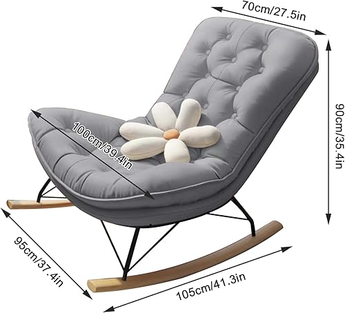 NRNQMTFZ Fauteuils de Salon à Bascule,Rocking Chair Adulte Interieur,Fauteuil de canapé pour Balcon,Fauteuil à Bascule en Velours Rembourré,pour Salon, Chambre, Balcon(White) - Nail Gallerys
