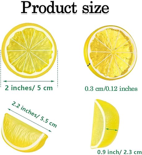 37 Pièces Tranches De Citron Artificielles, Transparents Faux Fruits Artificiels, Plastique Tranche Citron, Fausses Tranches De Citron, Tranches De Citron en PVC, Imitation Tranche Citron Décoration - Nail Gallerys