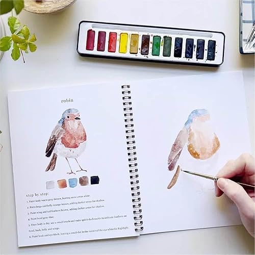 Cahier De Travail Aquarelle,Wate Rcolor Lot De 12 Cahiers D'Aquarelle Pour Enfants Avec Instructions,12 Couleurs Avec Pinceau,Cahier D'Art Et De Peinture Pour animal, Fleurs (Pâtisserie) - Nail Gallerys
