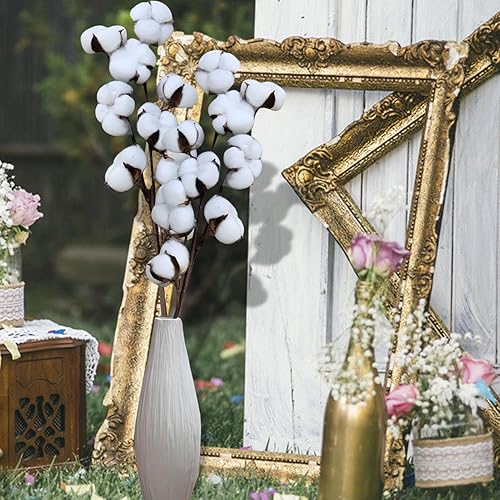 Lot de 4 branches de coton séchées, bouquets de fleurs séchées, décoration de mariage ou de table, fleurs séchées en coton - Nail Gallerys