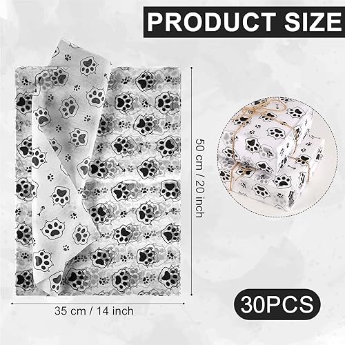 30pcs Papier de Soie Imprimé Patte de Chat, 35x50cm Papier d'Emballage Cadeau Feuilles de Papier de Soie pour Emballage Cadeau Fournitures Fête d'Anniversaire Mariage Loisirs Créatifs (Noir) - Nail Gallerys