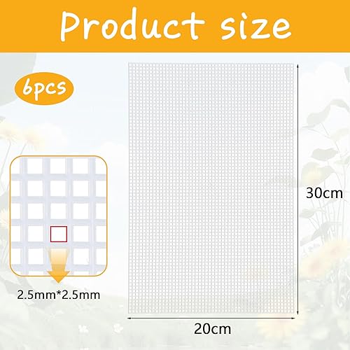 Feuilles de Toile en Maille Plastique,6 Pièces Canevas Plastique Broderie en Maille Blanc Point de Croix Toile a Broder pour Travaux Manuels, Projets de Tricot et de Crochet - Nail Gallerys