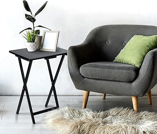 PJ Wood 5-Piece pliant Tv Plateau de table & Snack Noir - Nail Gallerys