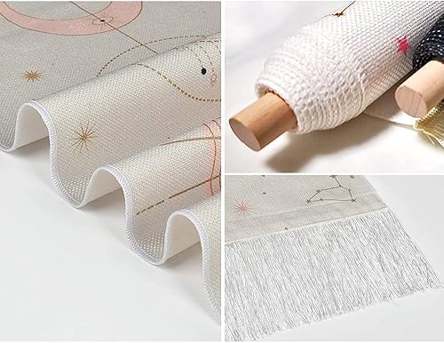 Tapisserie Bohème, 32,5 x 145 cm Tapisserie de la Lune, Tapisserie Murale, Phase de Lune et Motif de Constellation, avec Tringle de Suspension, Cordon et Crochet, pour Séjour, Chambre (Blanc) - Nail Gallerys