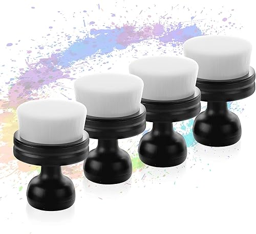 Lot de 4 pinceaux à tête plate pour mélange d'encre - Outil de mélange d'encre - Pinceau à estomper pour travaux manuels sur papier - Avec support (petit modèle, tête de pinceau de 3,8 cm de diamètre) - Nail Gallerys