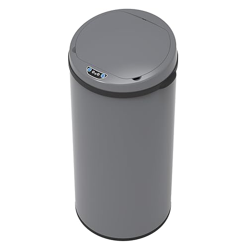 SVITA Poubelle à Capteur 50 L en Acier - Poubelle Électrique Automatique de Cuisine - Gris - Nail Gallerys