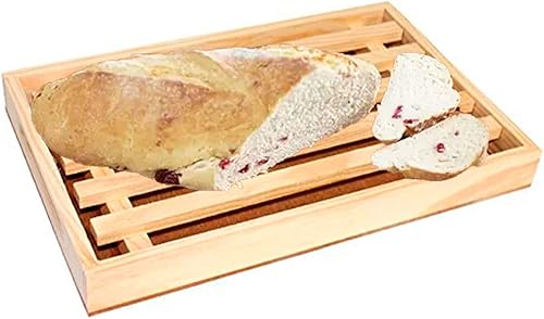 Acan Tradineur Planche à pain en bois avec ramasse-miettes et grille amovible, bois naturel, cuisine, 29,7 x 18,9 x 3 cm - Nail Gallerys