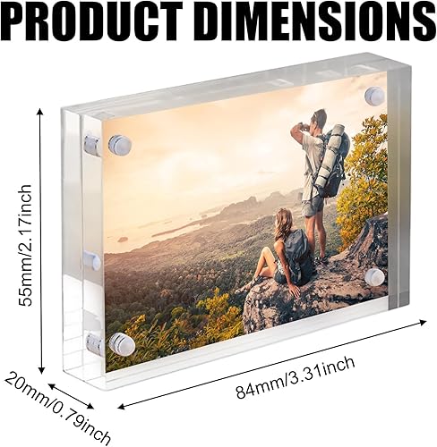 Lot de 3 cadres photo magnétiques en acrylique 8.4 x 5.5 cm - Transparent double face - Joli cadre photo MIni - Affichage d'image sans cadre pour mini photos de 3 pouces, Fujifilm et film Polaroid - Nail Gallerys