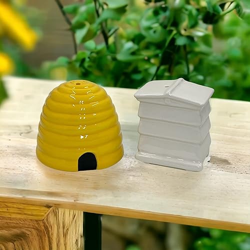 Ensemble salière et poivrière en céramique au design rucher - Panier d'abeilles - Nail Gallerys