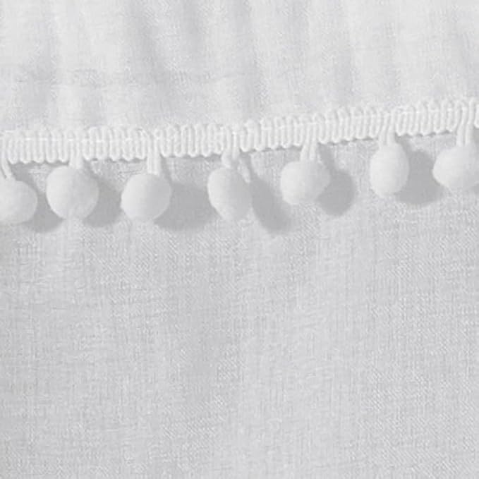 Paris Prix Paire de Voilages à Pompons 60x160cm Blanc - Nail Gallerys