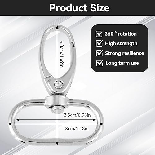 20 pièces fermoirs à pince de homard porte-clés, clips de déclenchement pivotants mousquetons à gâchette pivotants à 360 ° crochets à pression pivotants fermoir à homard en métal (32mm) - Nail Gallerys